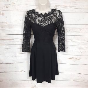 Francesca’s Black Lace Skater Dress